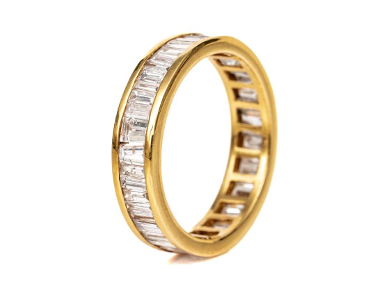18k Baguette Diamond Eternity Band Ring, App. 2.00 TCW, Size 8, See Sizing Note