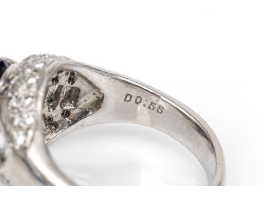 Platinum Baguette And Pave Diamond Dome Ring Size 6.5