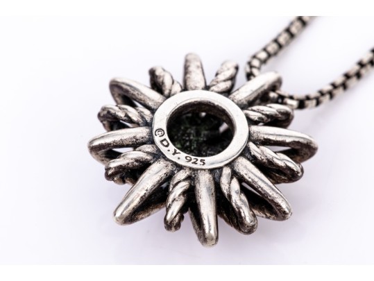 David Yurman Sterling Silver Special Edition Starburst Pendant And Chain, With Pouch