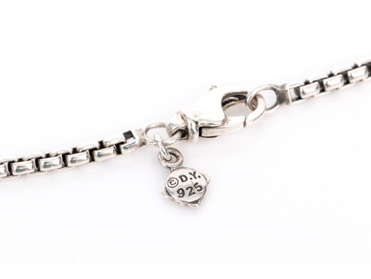 David Yurman Sterling Silver Fabulous Rope Length Logo Station And Box Chain Necklace, With Box