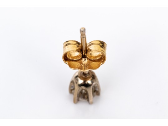 14k Yellow Gold Round Brilliant Diamond Stud Earrings, App. 0.25 TCW