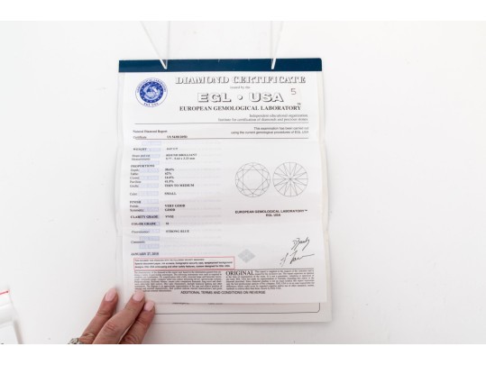 14k White Gold Diamond Ring, App. 1.10 TCW, Size 6.25+ Center Stone EGL Certed