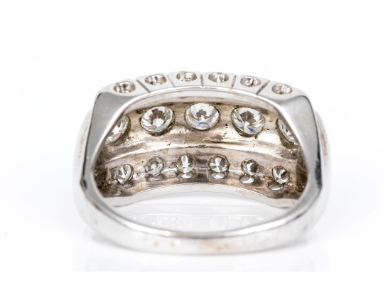 14k White Gold Vintage Diamond Dome Ring, App. 1.18 TCW, Size 5.25