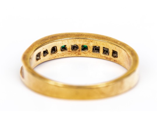 14k Yellow Gold Cz Set Channel Band Ring, Size 7.25