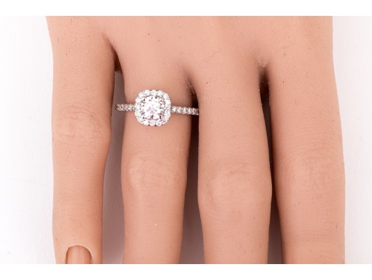 14k White Gold Diamond Ring, App. 1.10 TCW, Size 6.25+ Center Stone EGL Certed