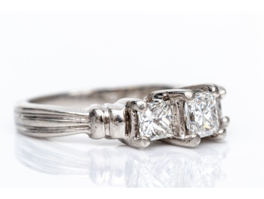 Platinum Princess Cut Diamond Ring, App. 1.00 TCW, Size 4.5