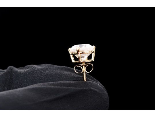 14k Yellow Gold Round Brilliiant Cut Diamond Stud Earrings, App. 3.11 TCW, See Note