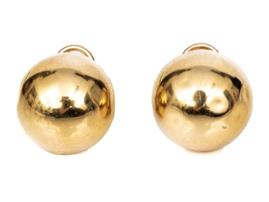 18k Yellow Gold Classic Rounded Dome Earrings