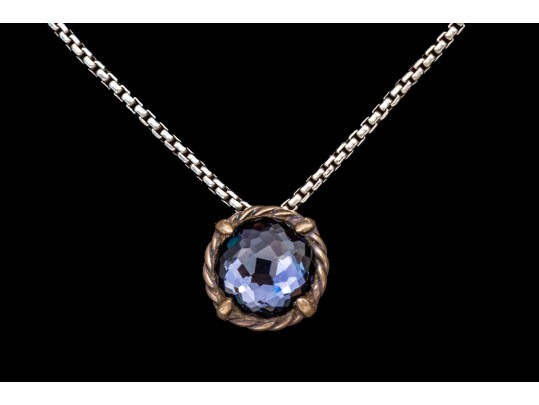 David Yurman Sterling Silver Checkerboard Cushion Necklace With Chain