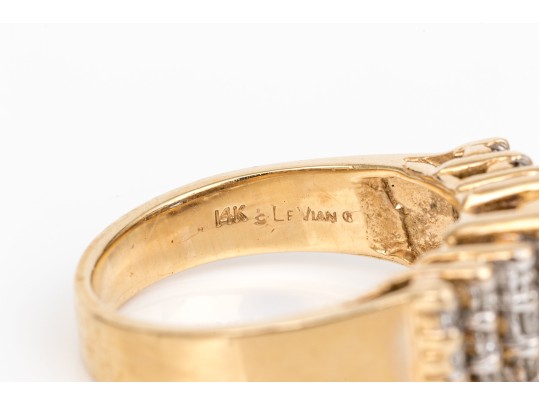 Levian 14k Yellow Gold Tanzanite And Diamond Cluster Ring, App. 0.54 TCW In Diamonds, Size 7.75