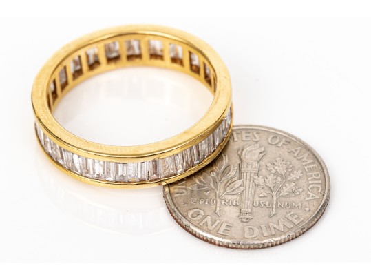 18k Baguette Diamond Eternity Band Ring, App. 2.00 TCW, Size 8, See Sizing Note