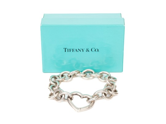 Tiffany & Co. Sterling Silver Chunky Link Bracelet With Heart Form Clasp
