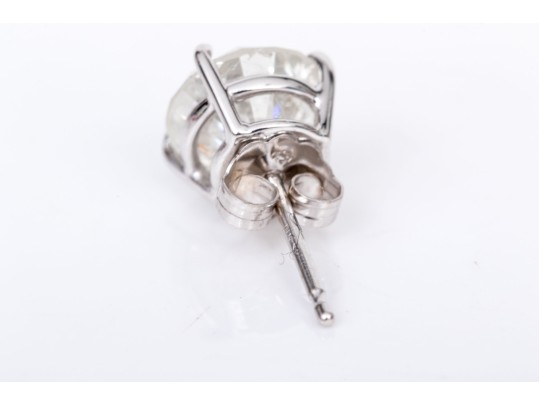 14k White Gold Round Brilliiant Cut Diamond Stud Earrings, App. 2.58 TCW, See Note