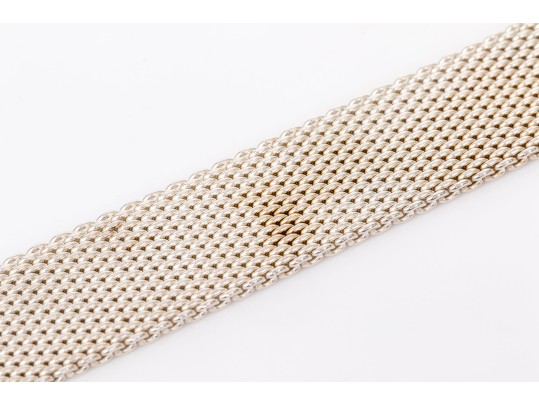 Tiffany & Co. Sterling Silver Striking Mesh Link Id Style Bracelet