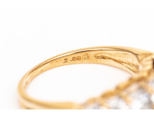 14k Yellow Gold Fabulous Two Row Graduated Diamond Dome Ring, App. 1.12 TCW, Size 6