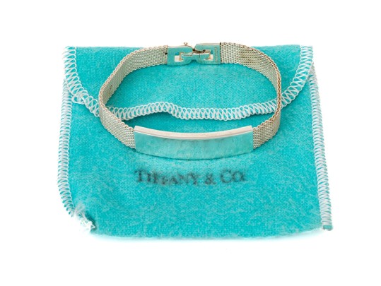 Tiffany & Co. Sterling Silver Striking Mesh Link Id Style Bracelet