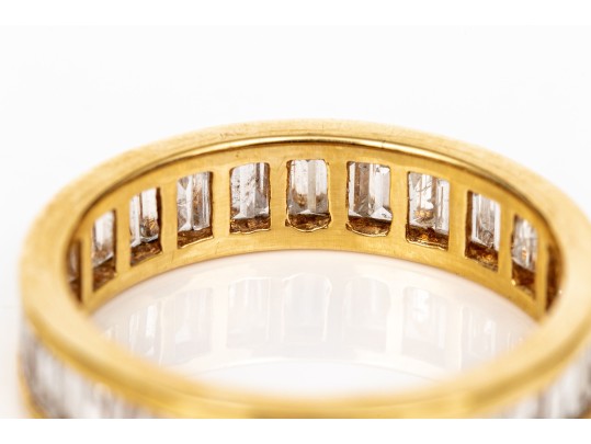 18k Baguette Diamond Eternity Band Ring, App. 2.00 TCW, Size 8, See Sizing Note