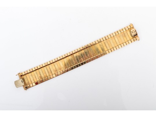 18k Yellow And Rose Gold Ultra Wide Vintage Step Patterned Bracelet