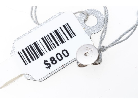 14k White Gold Turquoise And Diamond Drop Pendant Earrings, App. 0.33 TCW