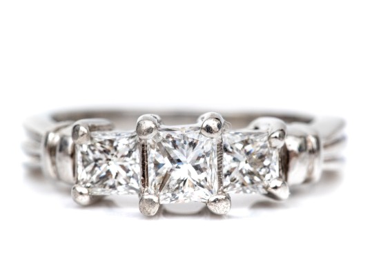 Platinum Princess Cut Diamond Ring, App. 1.00 TCW, Size 4.5