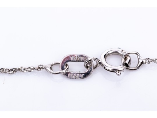 14k White Gold Nesting Pink And Yellow Sapphire And Diamond Circle Pendant Necklace