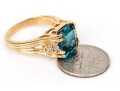 14k Yellow Gold Blue Topaz And Diamond Ring, Diamonds App. 0.06 TCW, Size 6.75
