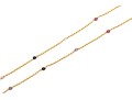 22k Yellow Gold Lovely Multi Stone Bead And Fine Chain Link Necklace