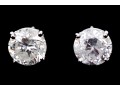 14k White Gold Round Brilliiant Cut Diamond Stud Earrings, App. 2.58 TCW, See Note