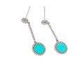 14k White Gold Turquoise And Diamond Drop Pendant Earrings, App. 0.33 TCW