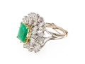 Exceptional 18K White Gold Emerald And Diamond Cocktail Ring, Size 8.25