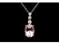 14k White And Rose Gold Lovely Morganite And Diamond Topped Pendant
