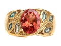 14k Yellow Gold Striking Sunstone And Sapphire Ring, Size 7 