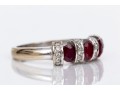 14k White Gold Size Oval Synthetic Ruby And Diamond Bar Set Ring, Size 6.5