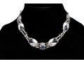 Georg Jensen Sterling Silver And Blue Synthetic Sapphire Set Necklace, Pattern #1