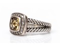 David Yurman Petite Albion Ring Sterling Silver With Citrine And Diamonds, Size 5.5-