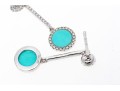 14k White Gold Turquoise And Diamond Drop Pendant Earrings, App. 0.33 TCW