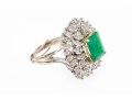 Exceptional 18K White Gold Emerald And Diamond Cocktail Ring, Size 8.25