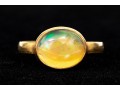 14k Yellow Gold Beautiful Oval Cabachon Bezel Set Fire Opal Ring, Size 7