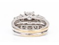14k And 18k Round Baguette Diamond Ring, App. 1.07 TCW, With Attached Band, Size 4.5