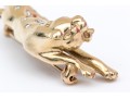 14k Yellow Gold Striking Flush Set Diamond Panther Motif Brooch, App. 0.16 TCW