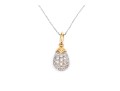 14k Gold Striking Pear Profile Pave Set Diamond Pendant, App. 0.28 TCW, With Chain