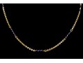 18k Yellow Gold Beautiful Opera Length Flat Curb And Blue Enamel Link Necklace