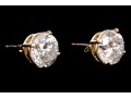 14k Yellow Gold Round Brilliiant Cut Diamond Stud Earrings, App. 3.11 TCW, See Note
