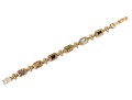 14k Yellow Gold Ornate Baroque Style Multi Stone Link Bracelet