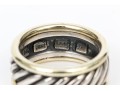 David Yurman Sterling Silver And 14k Wide Cable Band Ring, Size 5.5+