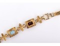 14k Yellow Gold Ornate Baroque Style Multi Stone Link Bracelet