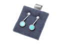 14k White Gold Turquoise And Diamond Drop Pendant Earrings, App. 0.33 TCW