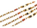 22k Yellow Gold Beautiful Endless Strand Enamel, Cultured Pearl And Amber Bead Necklace