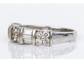 18k White Gold Baguette And Round Diamond Band Ring, App. 0.60 TCW, Size 7