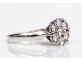 18k White Gold Pretty Round Diamond Cluster Ring, App. 0.70 TCW, Size 7